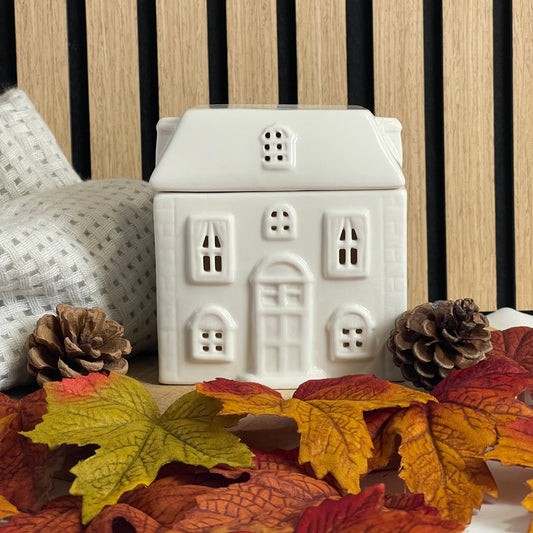 White Ceramic House Oil Burner